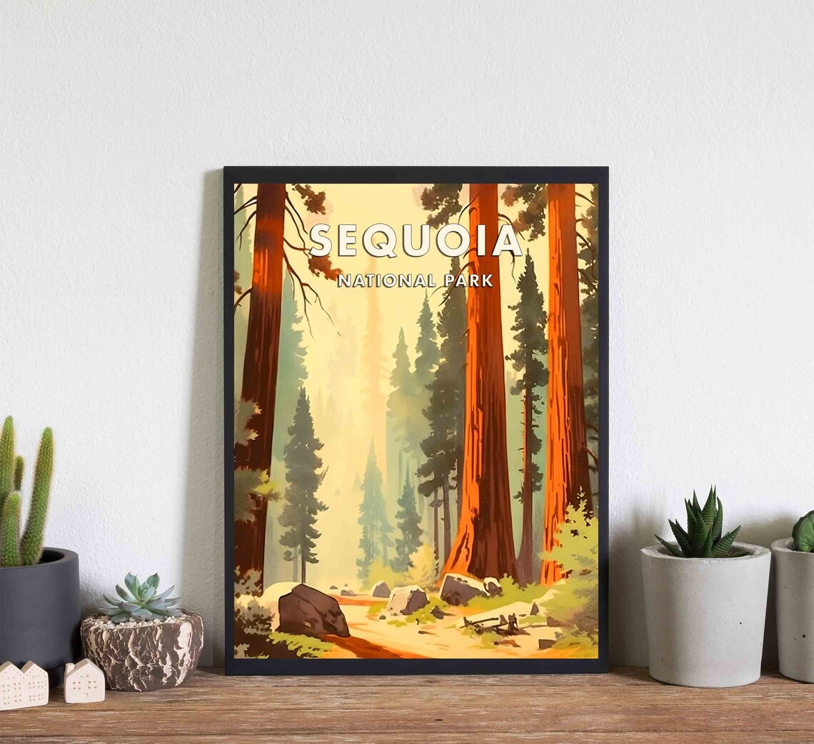 Sequoia National Park Giant Redwood Forest Vintage Travel Poster - Image 3