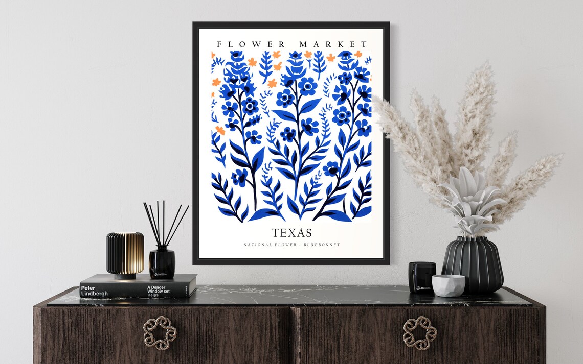 Texas Flower Market Bluebonnet State Flower Botanical Art Wall Poster - Image 3