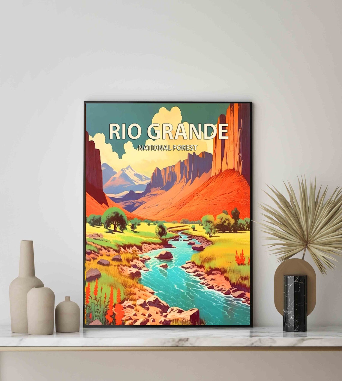 Rio Grande National Forest Red Rock Canyon Retro Travel Poster - Image 3