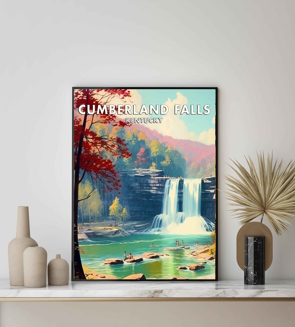 Cumberland Falls Kentucky Autumn Waterfall Vintage Travel Poster - Image 2