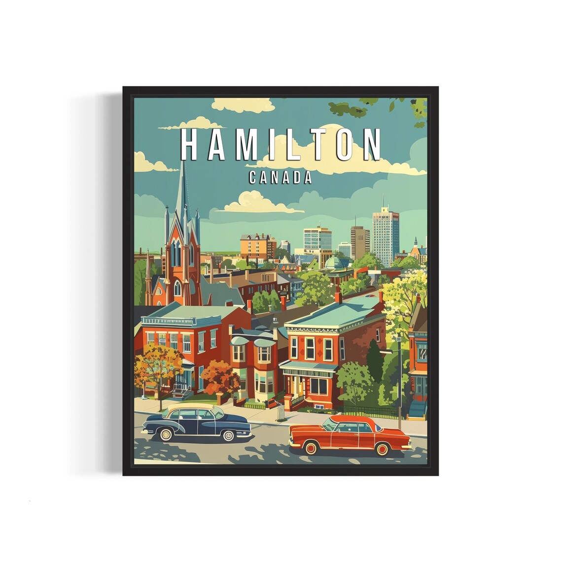 Hamilton Canada Victorian Street Scene Retro City Travel Poster