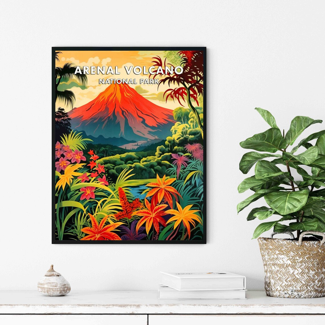 Arenal Volcano National Park Glowing Volcano Retro Travel Poster - Image 3