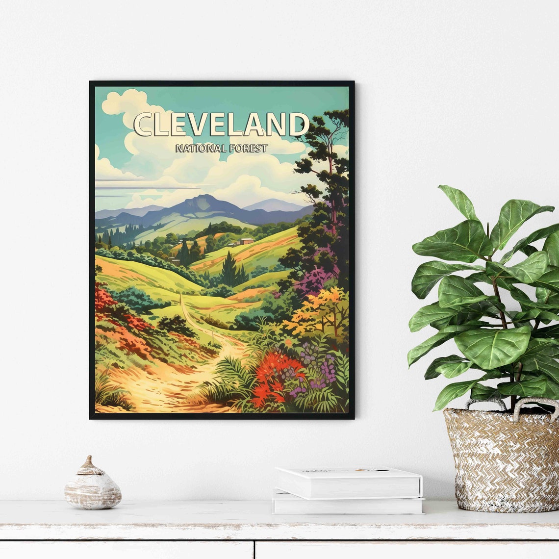 Cleveland National Forest Rolling Hills Trail Retro Travel Poster - Image 2