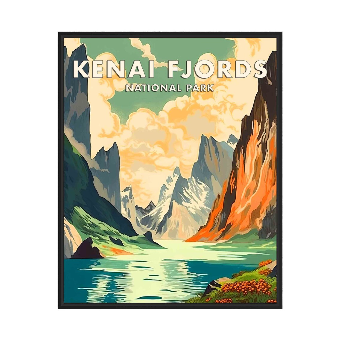 Kenai Fjords National Park Vintage Dramatic Fjord Cliffs Wild Poster