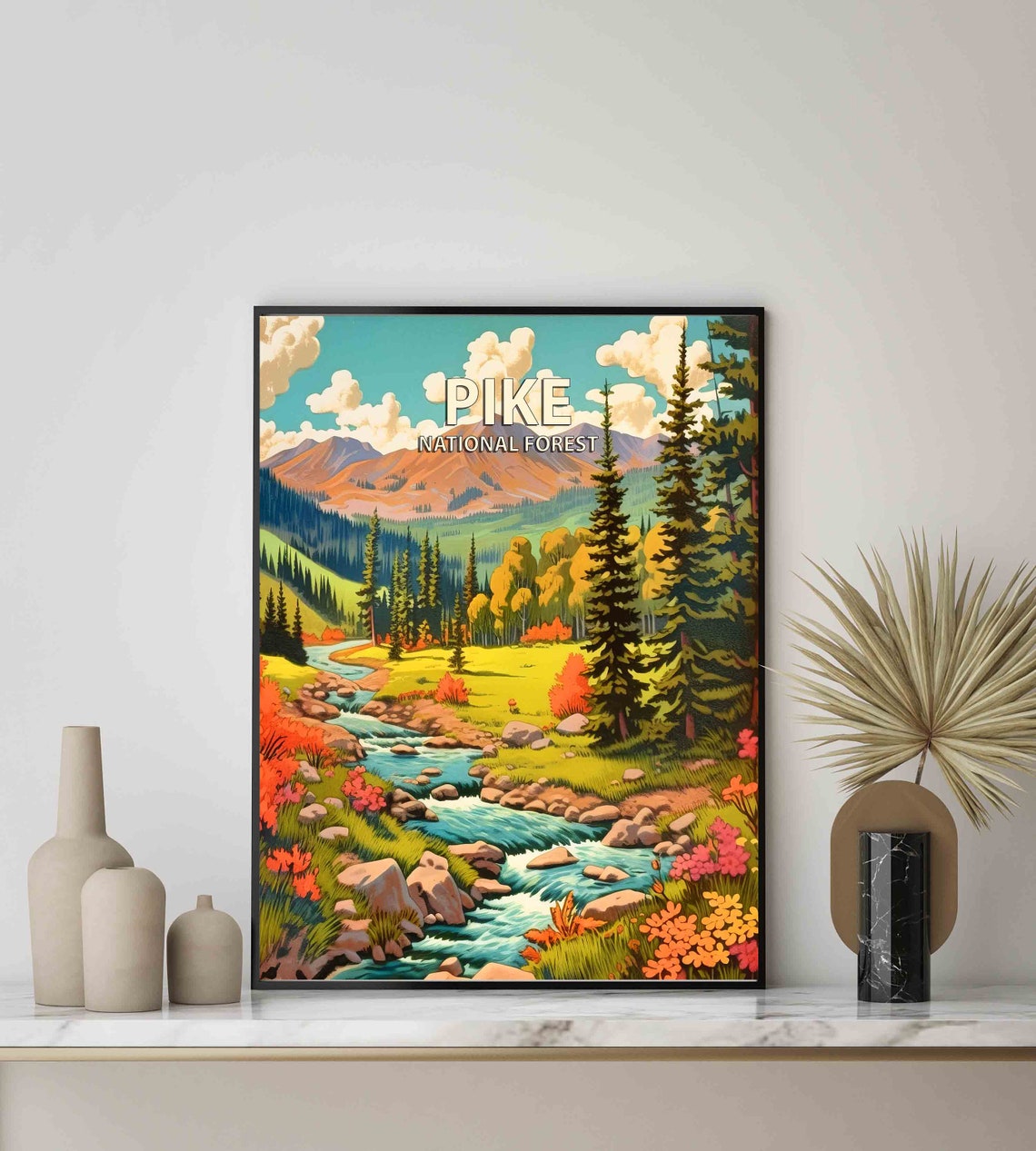 Pike National Forest Mountain Stream Evergreen Forest Travel Poster - Image 2