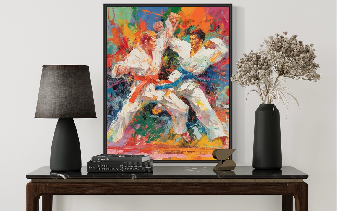 Taekwondo Martial Arts Sparring Match Colorful Painting Poster - Image 2