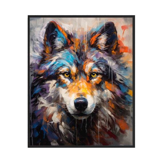 Majestic Wolf Portrait Abstract Expressive Brushstroke Art Print