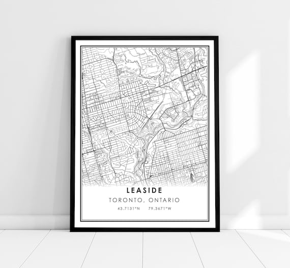 Leaside Toronto Ontario Minimalist City Street Map Art Poster