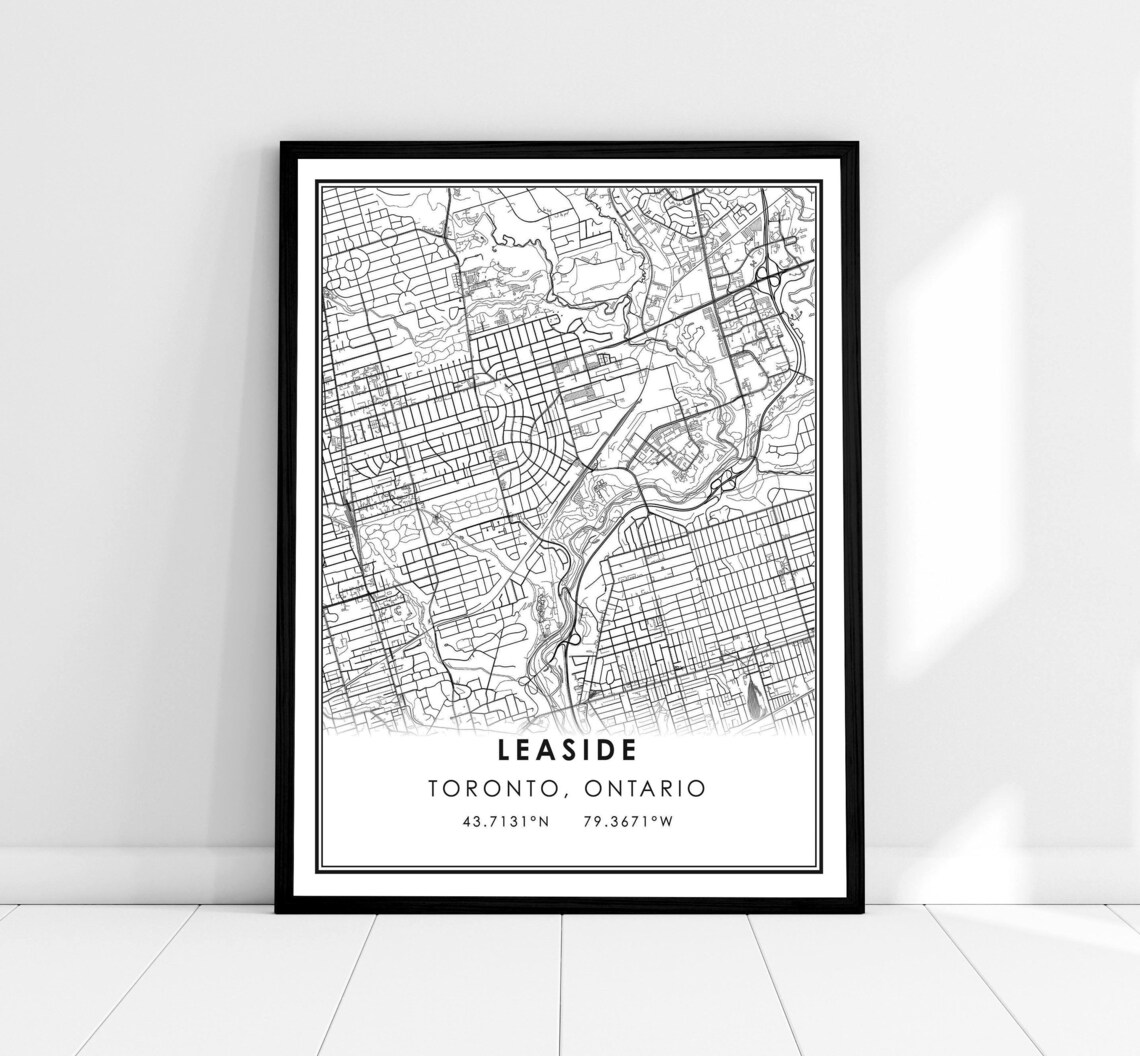 Leaside Toronto Ontario Minimalist City Street Map Art Poster