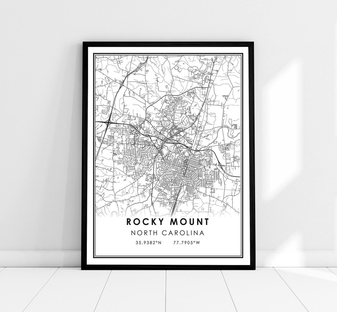 Rocky Mount North Carolina Minimalist City Map Coordinates Poster