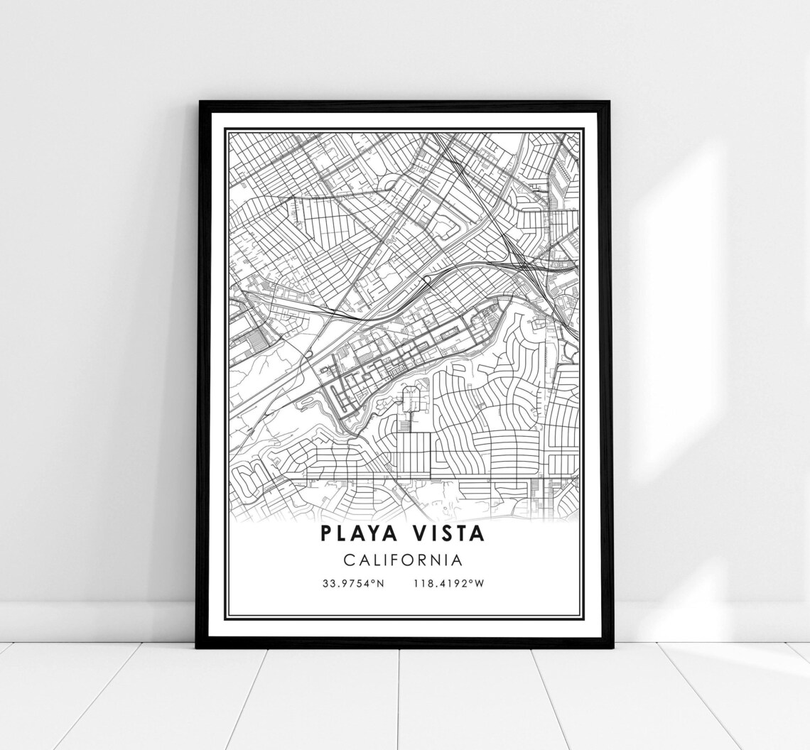 Playa Vista Map Travel Poster, City Wall Art