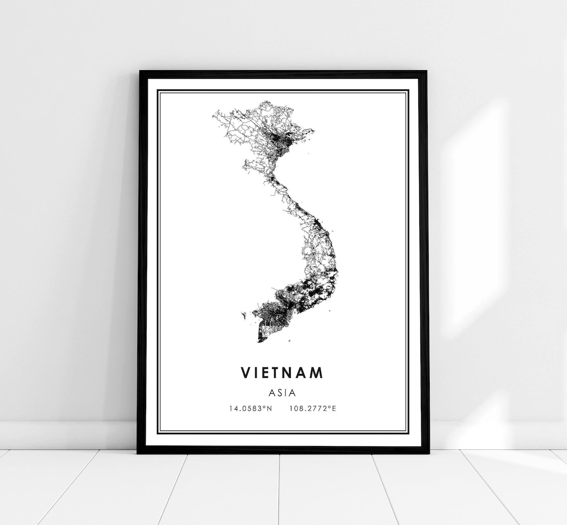 Vietnam Map Print Poster, Travel Poster