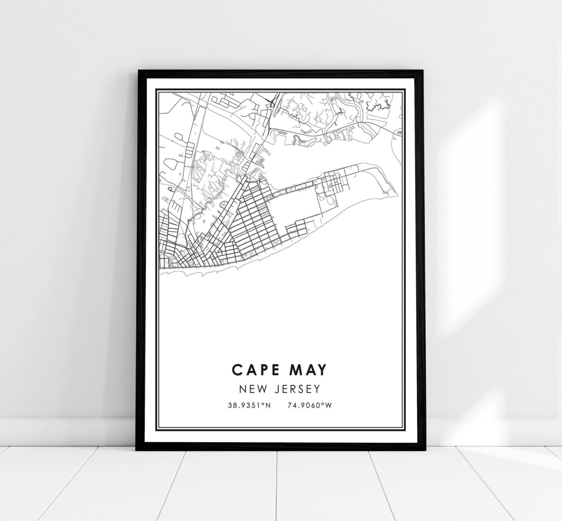 Cape May Map Print, New Jersey City Travel Poster