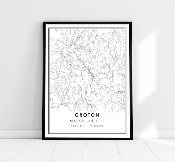 Groton Massachusetts Minimalist Black And White City Map Poster