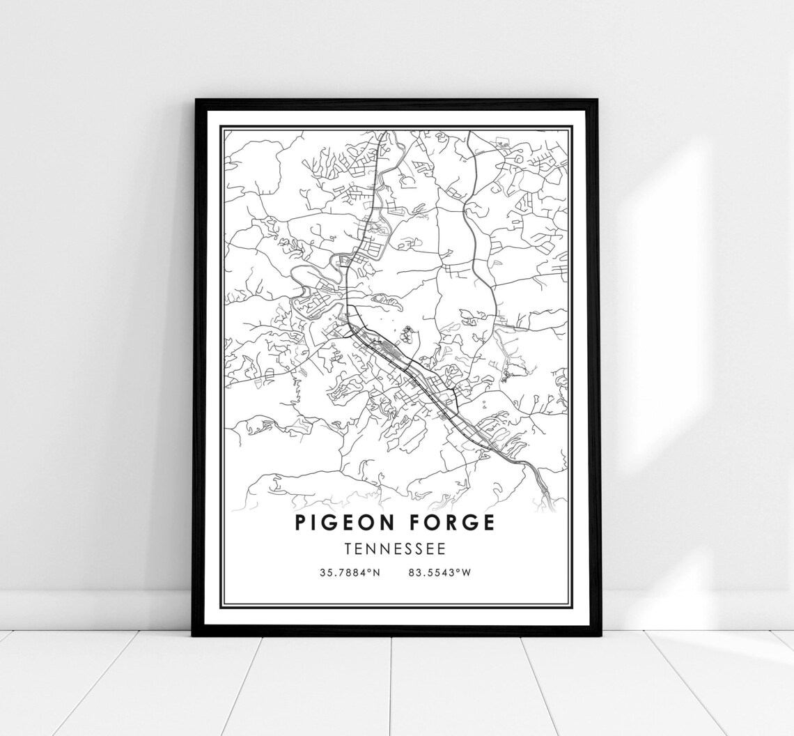 Pigeon Forge Map Print, Tennessee City Poster