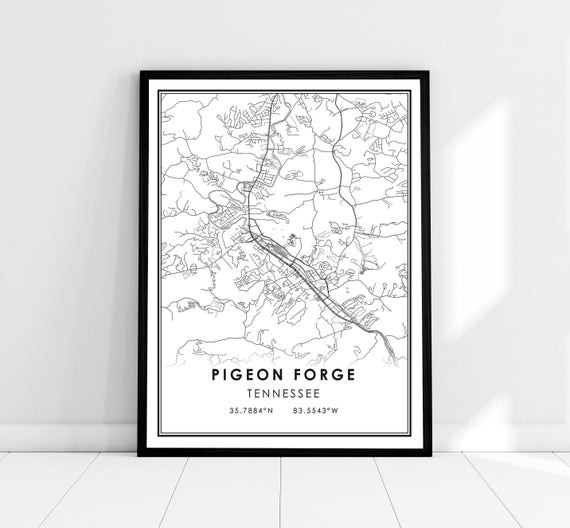 Pigeon Forge Map Print, Tennessee City Poster