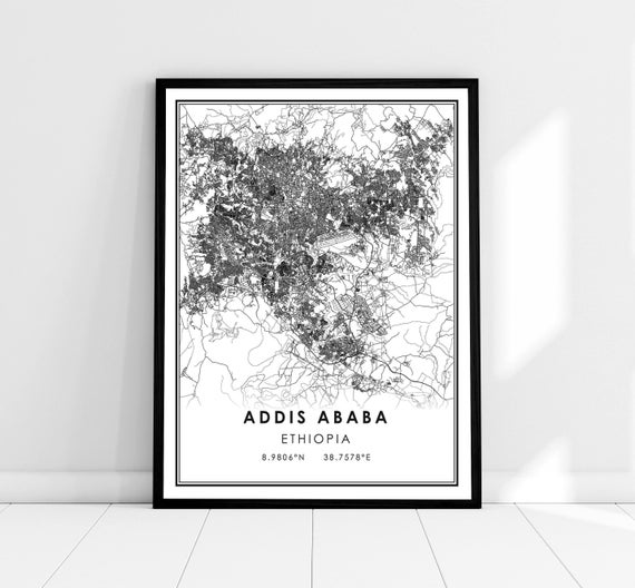 Addis Ababa Map Poster, Ethiopia City Travel Print