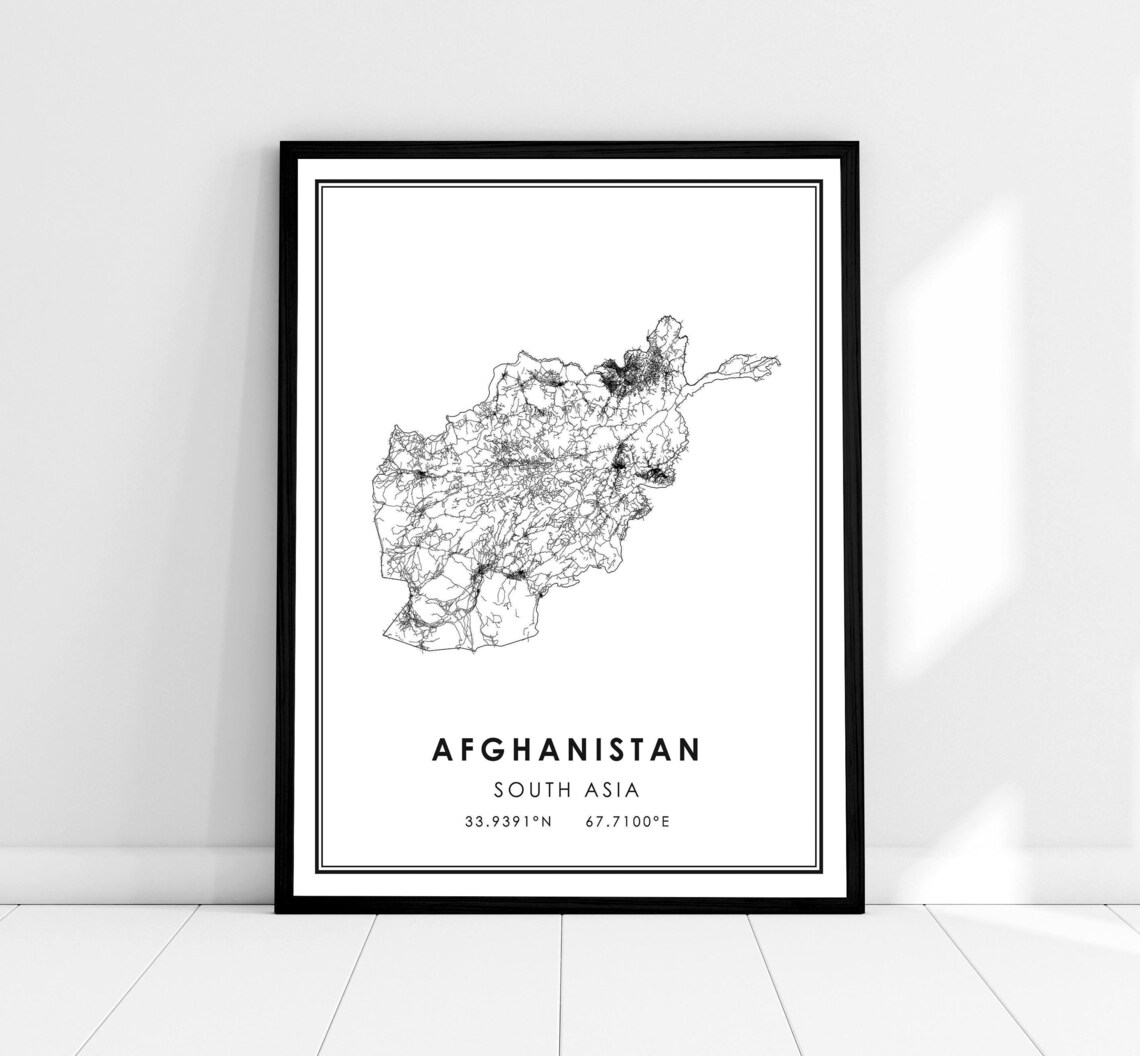 Afghanistan Country Map Poster, Travel Map Art Print