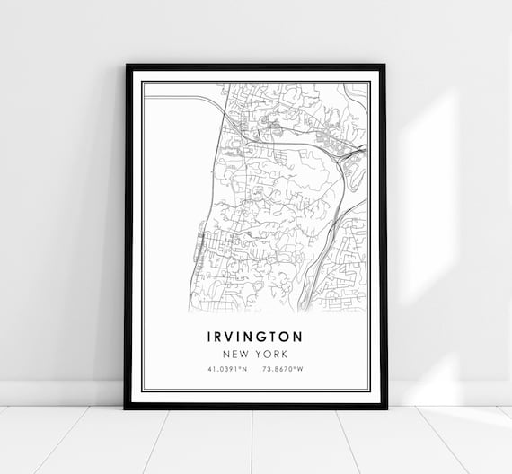 Irvington New York Minimalist Black and White City Map Poster