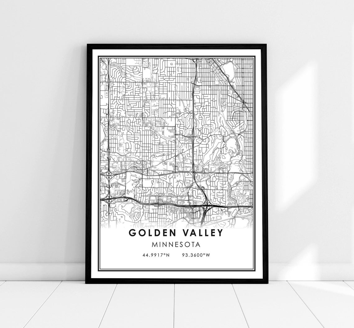 Golden Valley Minnesota Minimalist City Street Map Line Art Poster