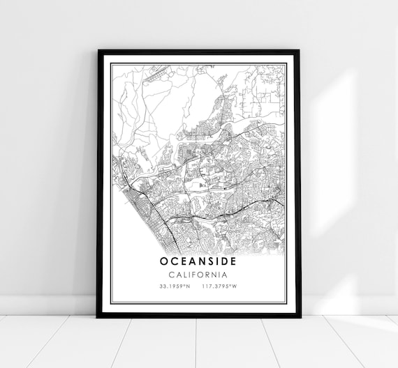 Oceanside Map Art Print, Travel Poster