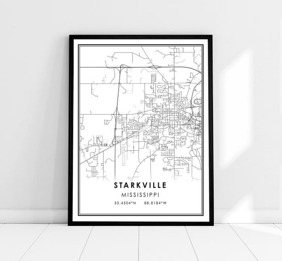 Starkville Map Print Poster, Mississippi City