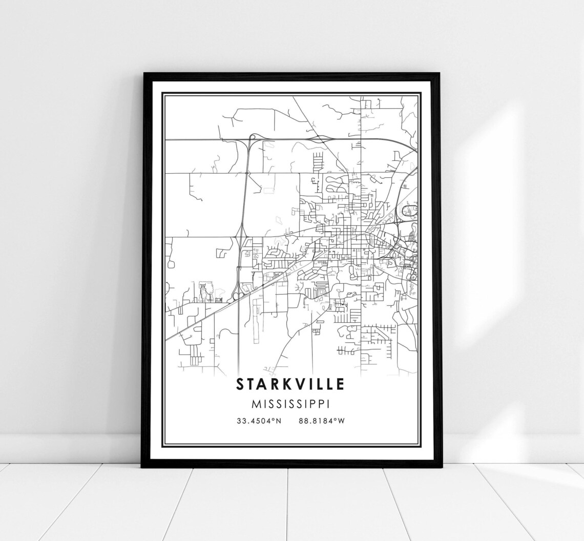 Starkville Map Print Poster, Mississippi City