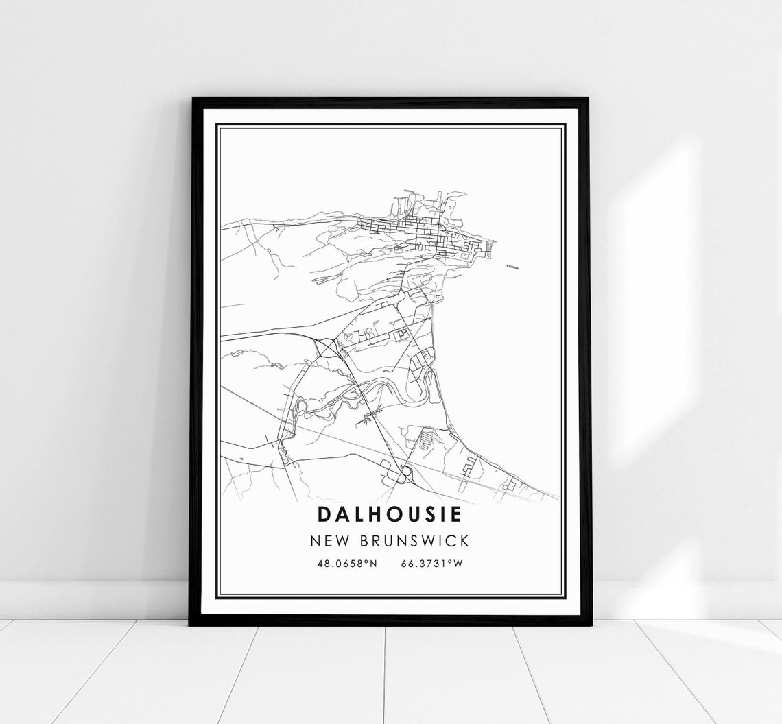 Dalhousie New Brunswick City Map Poster Minimalist Coordinates Art
