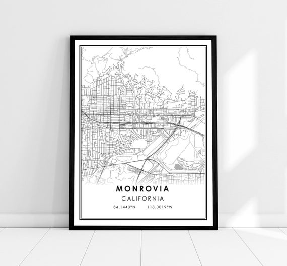 Monrovia Map Print, City Travel Poster