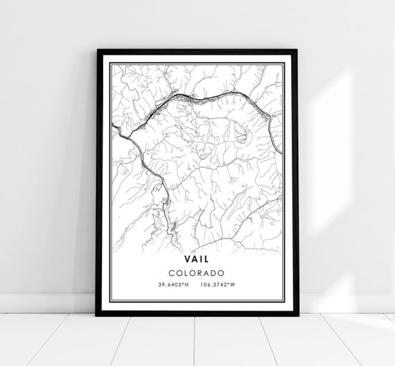 Vail Map Print, Colorado Travel Poster