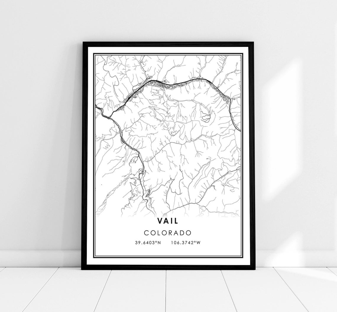 Vail Map Print, Colorado Travel Poster