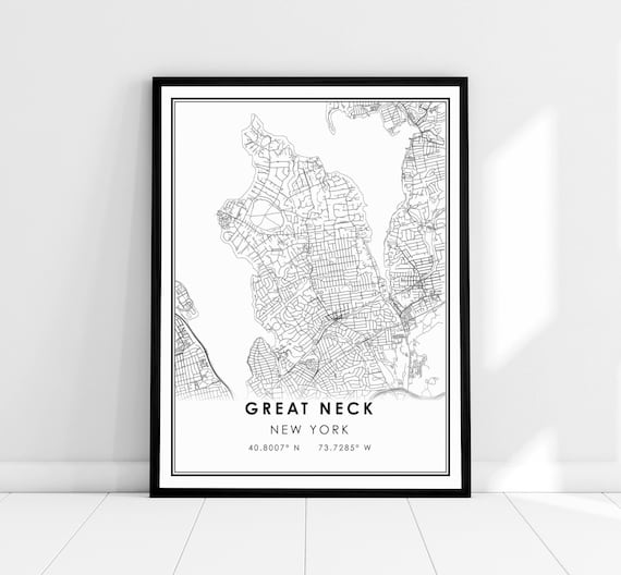 Great Neck New York Minimalist City Street Map Art Elegant Poster