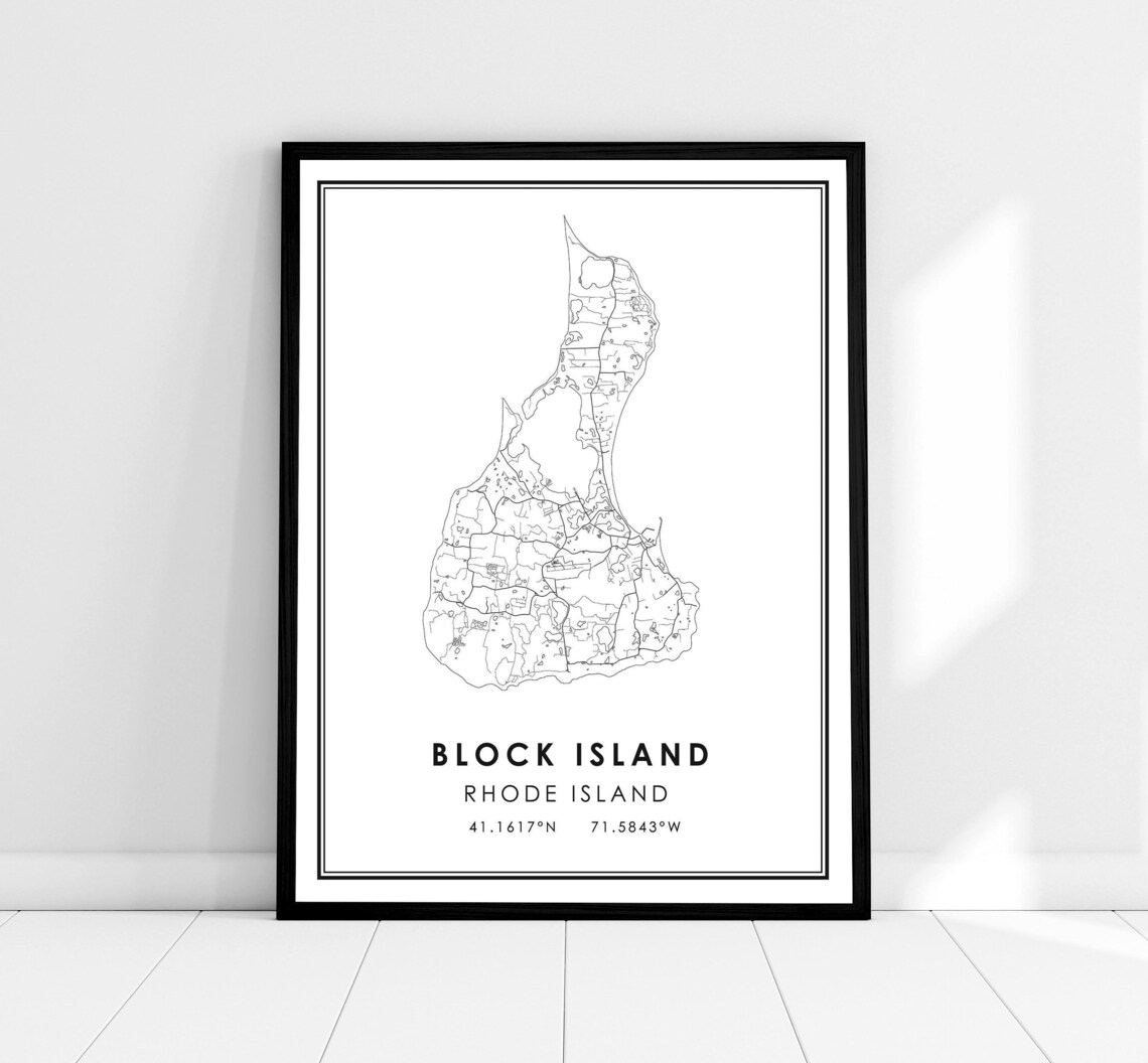 Block Island Map Poster, Travel Wall Art Print