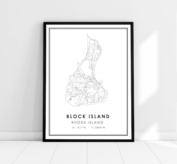 Block Island Map Poster, Travel Wall Art Print