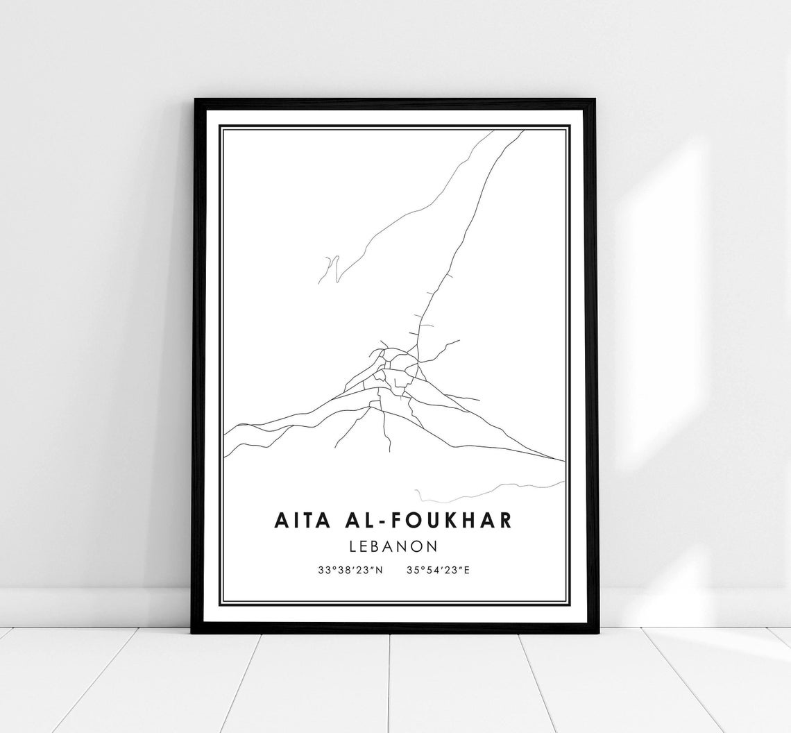 Aita Al-Foukhar Lebanon Minimalist Street Map Coordinates Art Poster
