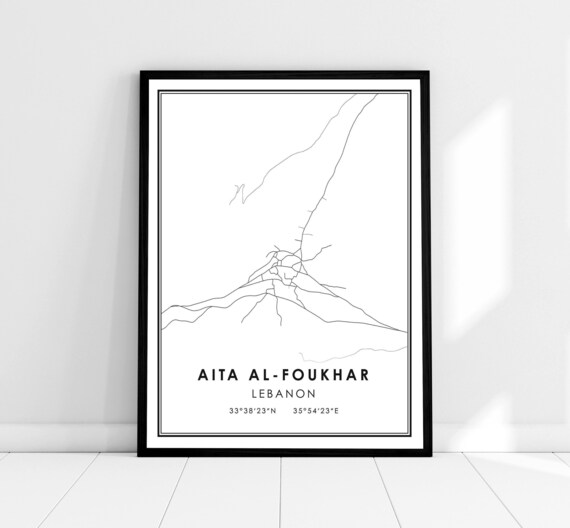 Aita Al-Foukhar Lebanon Minimalist Street Map Coordinates Art Poster