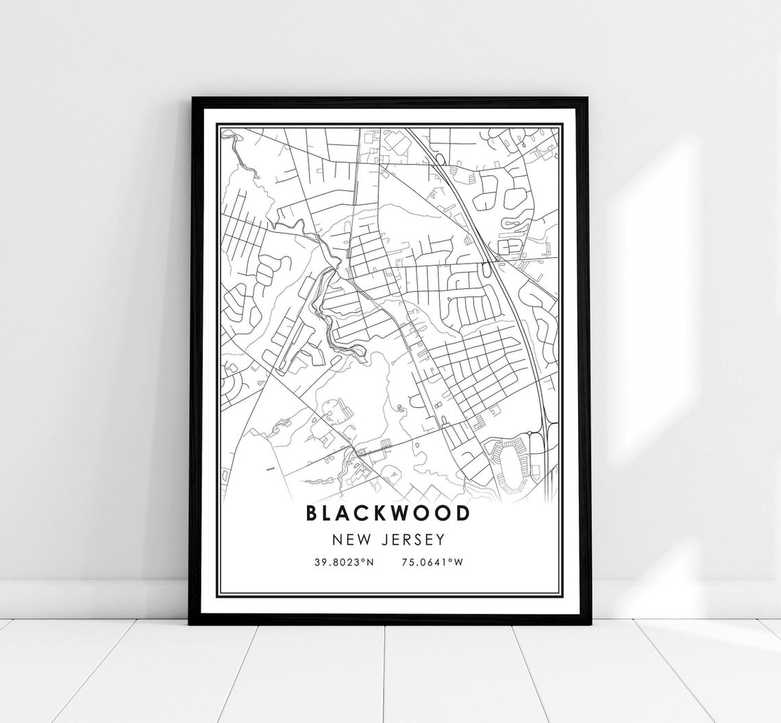 Blackwood New Jersey Minimalist City Street Map Coordinates Art Print