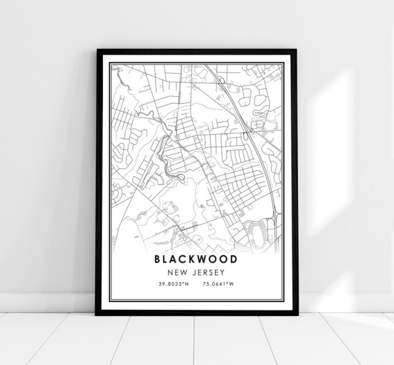 Blackwood New Jersey Minimalist City Street Map Coordinates Art Print
