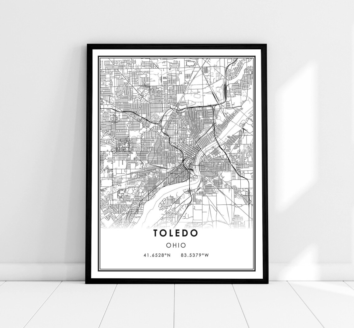 Toledo Map Print, Ohio City Travel Poster