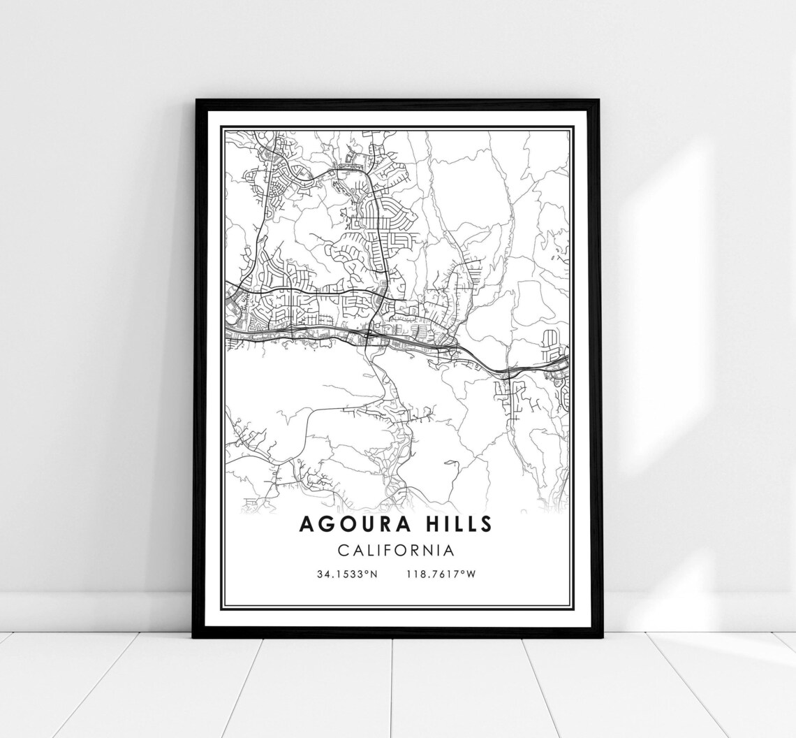 Agoura Hills Map Print, City Travel Poster