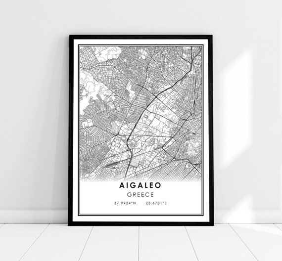 Aigaleo Greece Athens City Custom Street Map Coordinates Poster