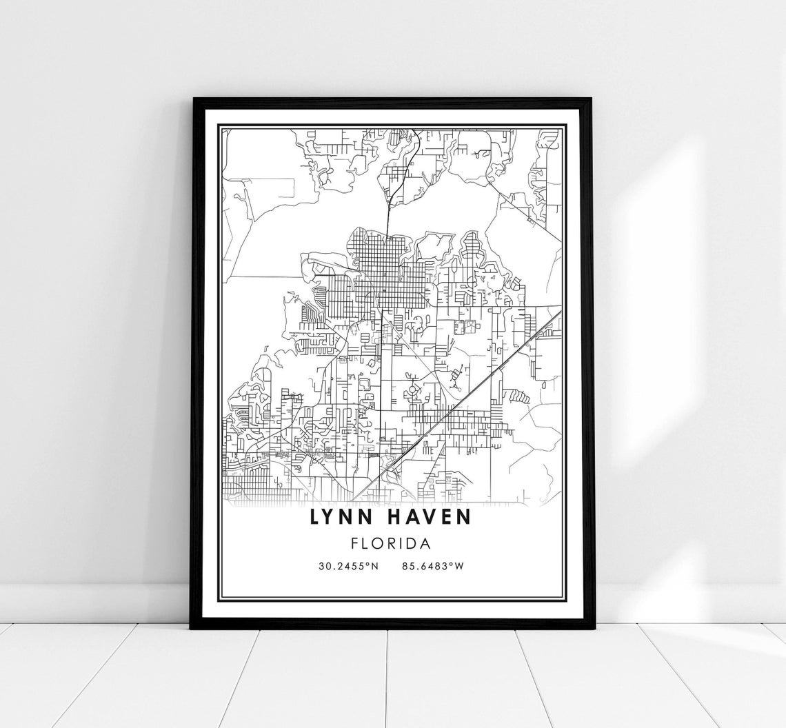 Lynn Haven Florida City Street Map Coordinates Minimalist Print