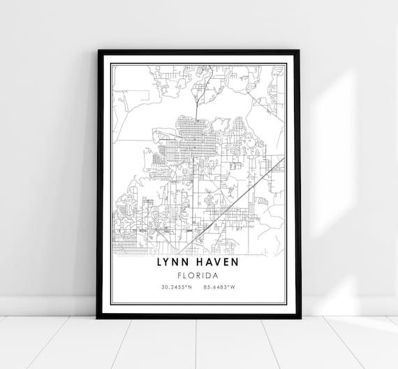 Lynn Haven Florida City Street Map Coordinates Minimalist Print