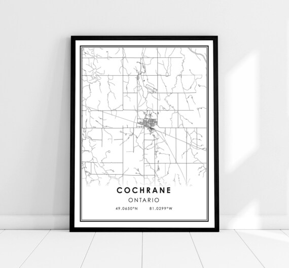 Cochrane Ontario Canada Minimalist Street Map Line Art Poster