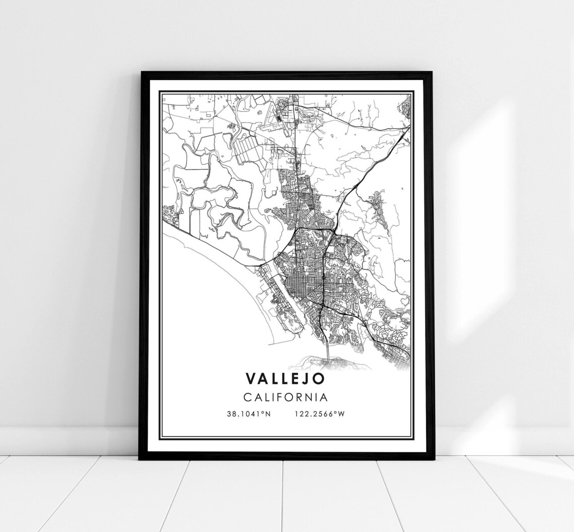 Vallejo Map Poster, City Travel Art Print