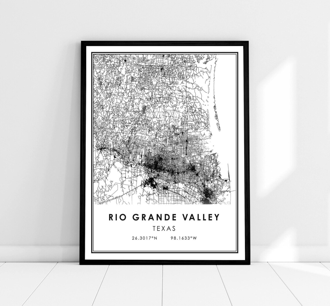 Rio Grande Valley Map Poster, Texas Travel Map