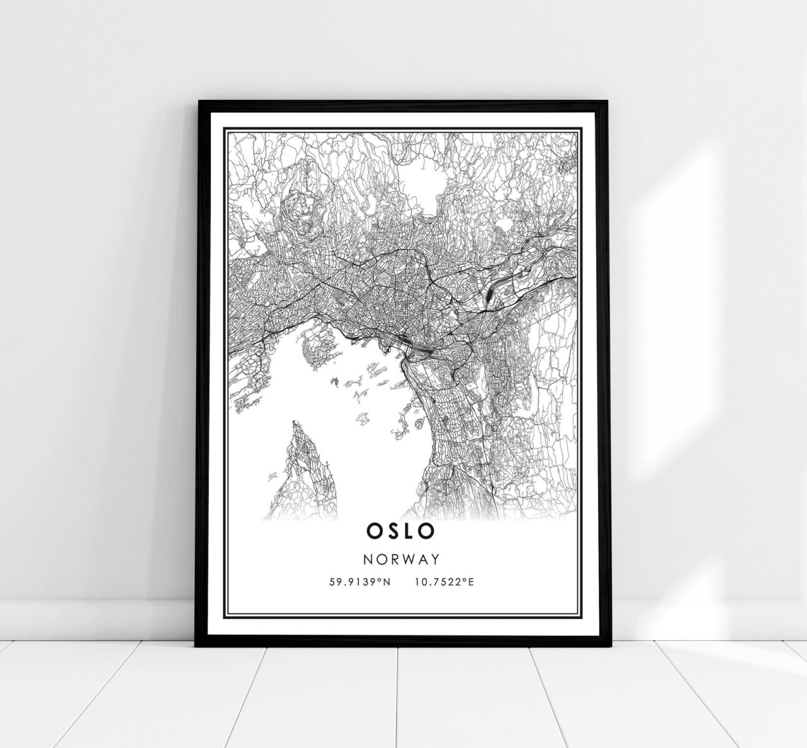 Oslo Map Print Poster, Norway City Travel