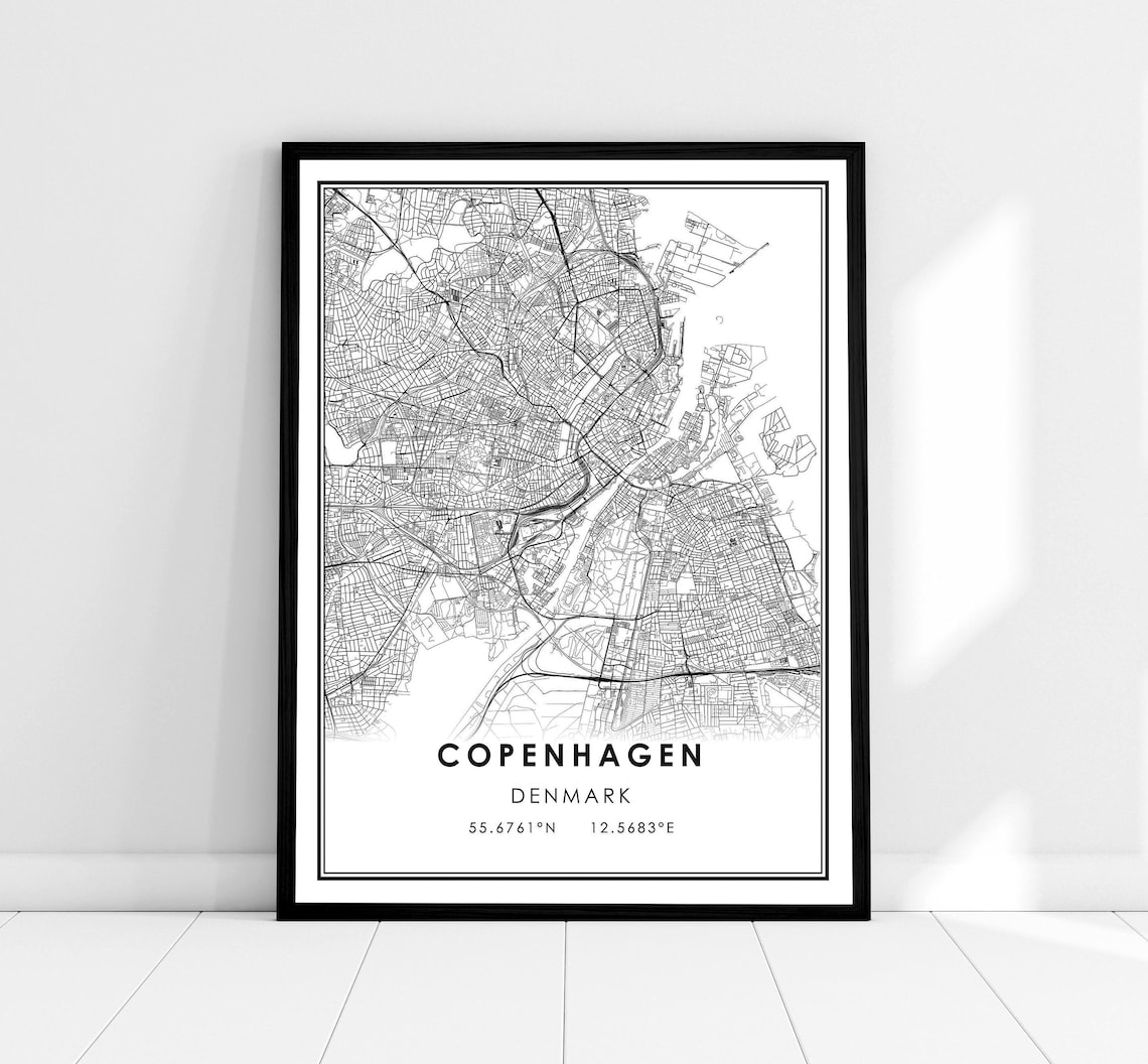 Copenhagen Map Print, Denmark City Travel Poster