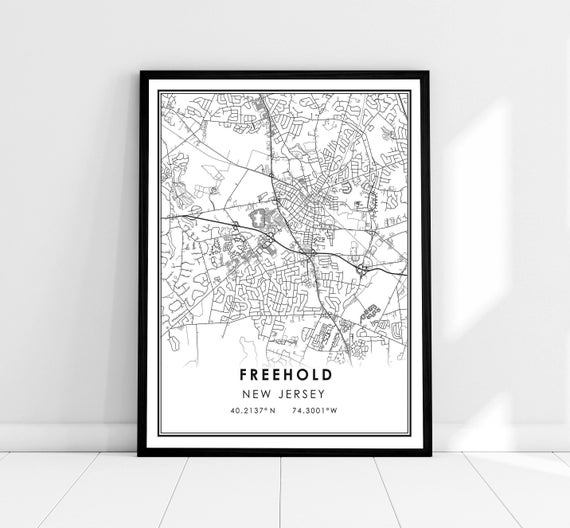 Freehold Map Travel Poster, New Jersey City