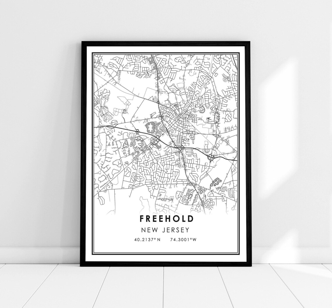Freehold Map Travel Poster, New Jersey City